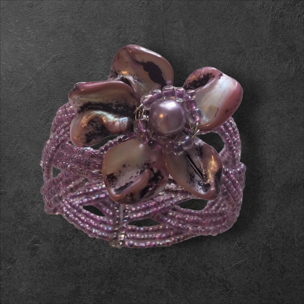Pink Floral Vintage-Inspired Bracelet Cuff